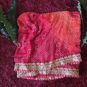 Red, Orange, Gold Saree